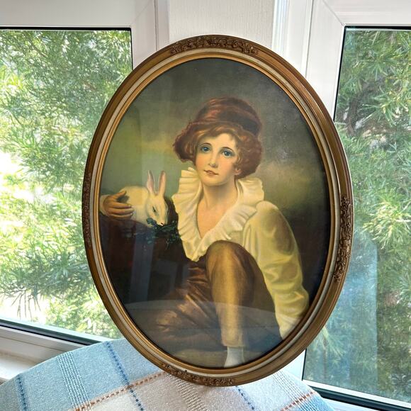 Vintage Sir Henry Raeburn Age of Innocence Young Boy, Gilted Ornate Oval Frame - Picture 12 of 16